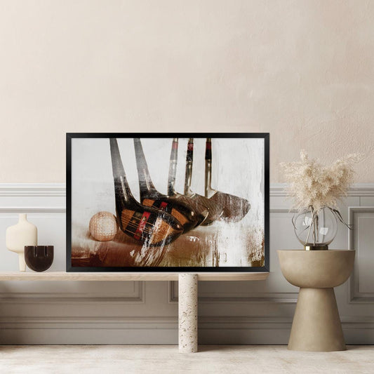 Modern Golf Club Wall Art - Man Cave Sports Home Decor, Framed Artwork