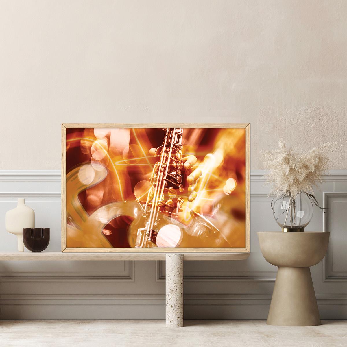 Abstract Jazz Inspired Wall Art - Music Lover Modern Home Decor, Saxaphone Framed Artwork