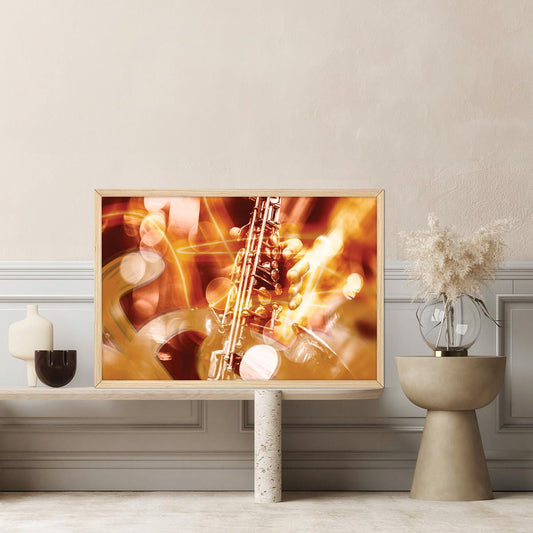Abstract Jazz Inspired Wall Art - Music Lover Modern Home Decor, Saxaphone Framed Artwork