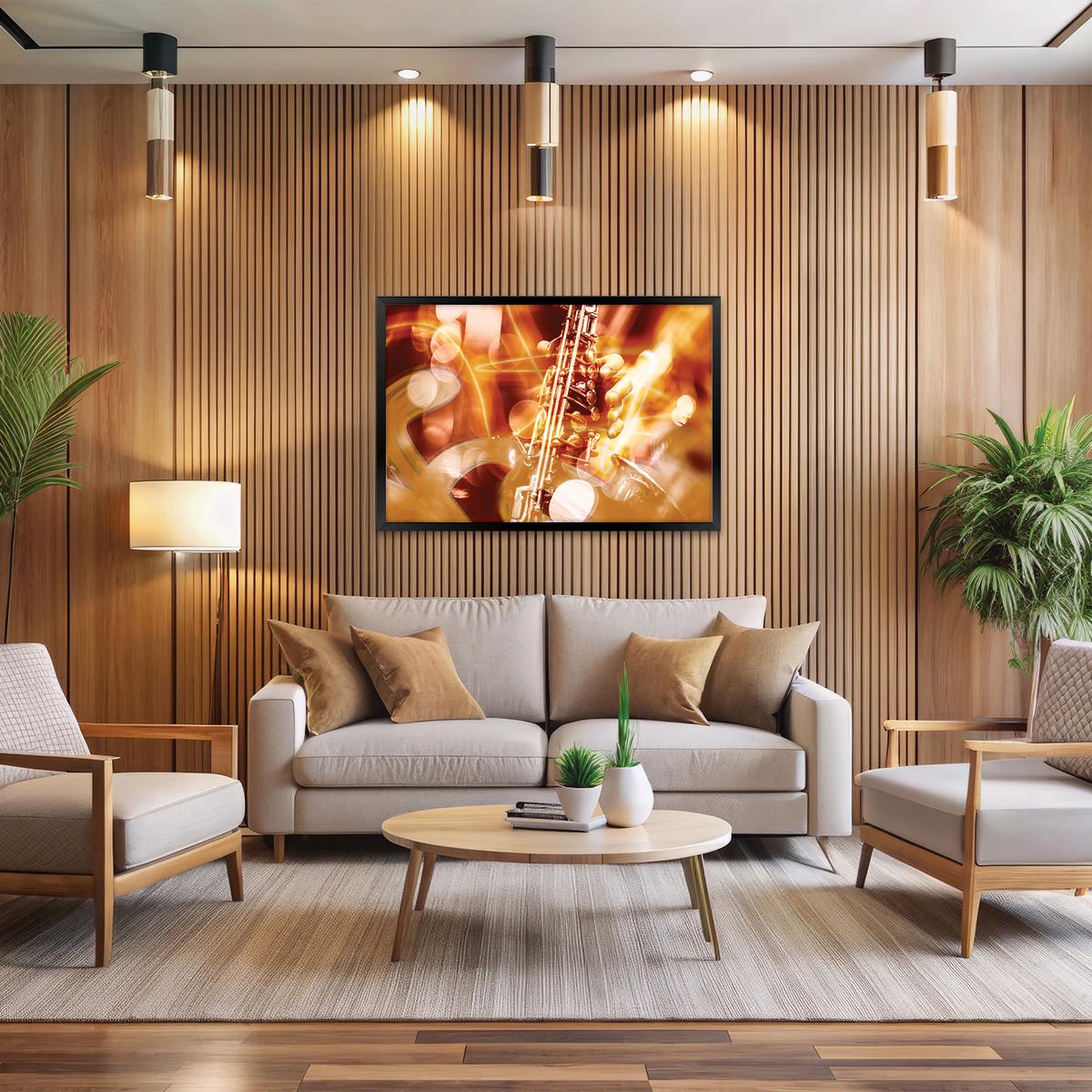 Abstract Jazz Inspired Wall Art - Music Lover Modern Home Decor, Saxaphone Framed Artwork