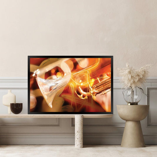 Abstract Jazz Inspired Wall Art - Music Lover Modern Home Decor, Trumpet Framed Artwork