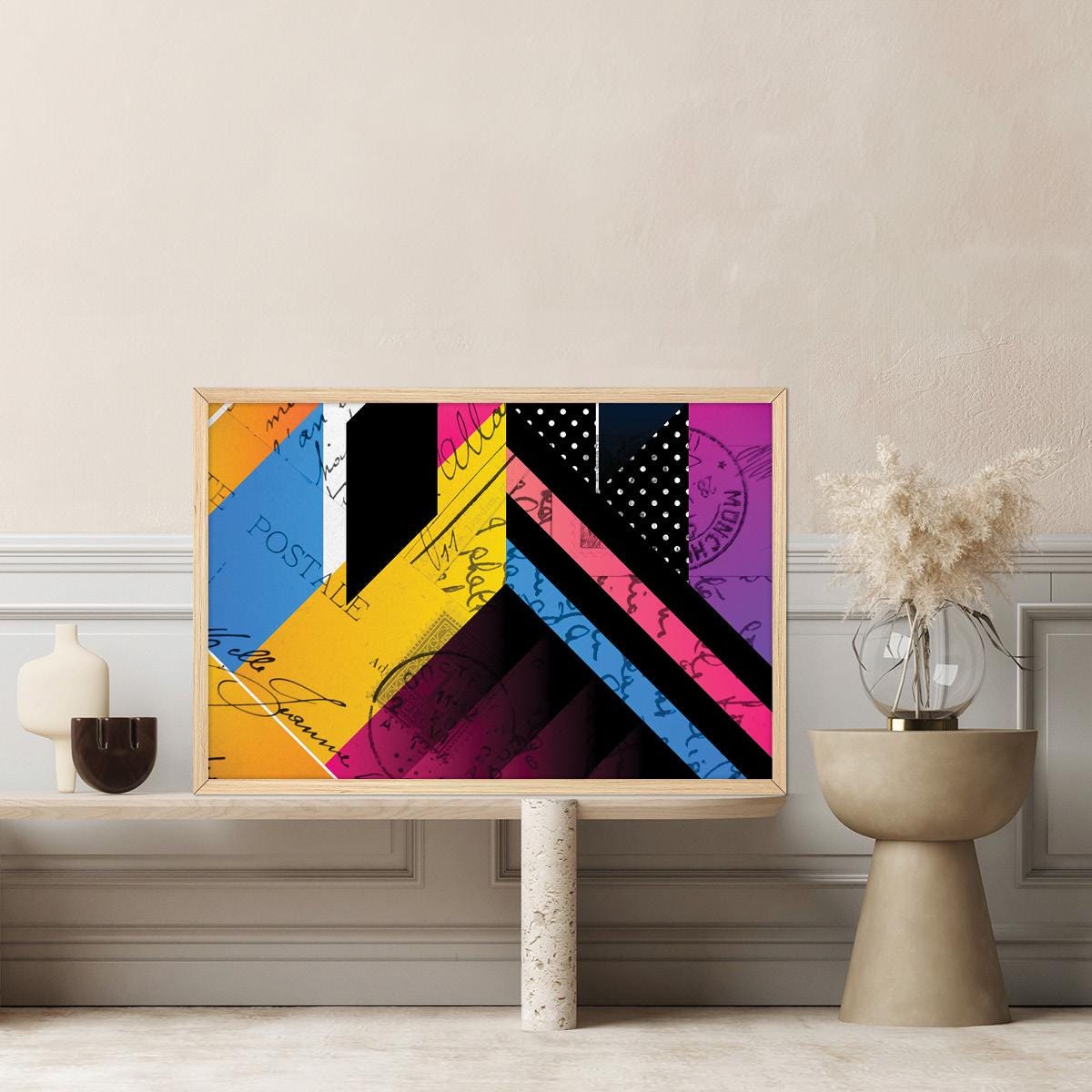 Geometric Abstract Canvas Print: Modern Colorful Wall Art, Framed Options Available