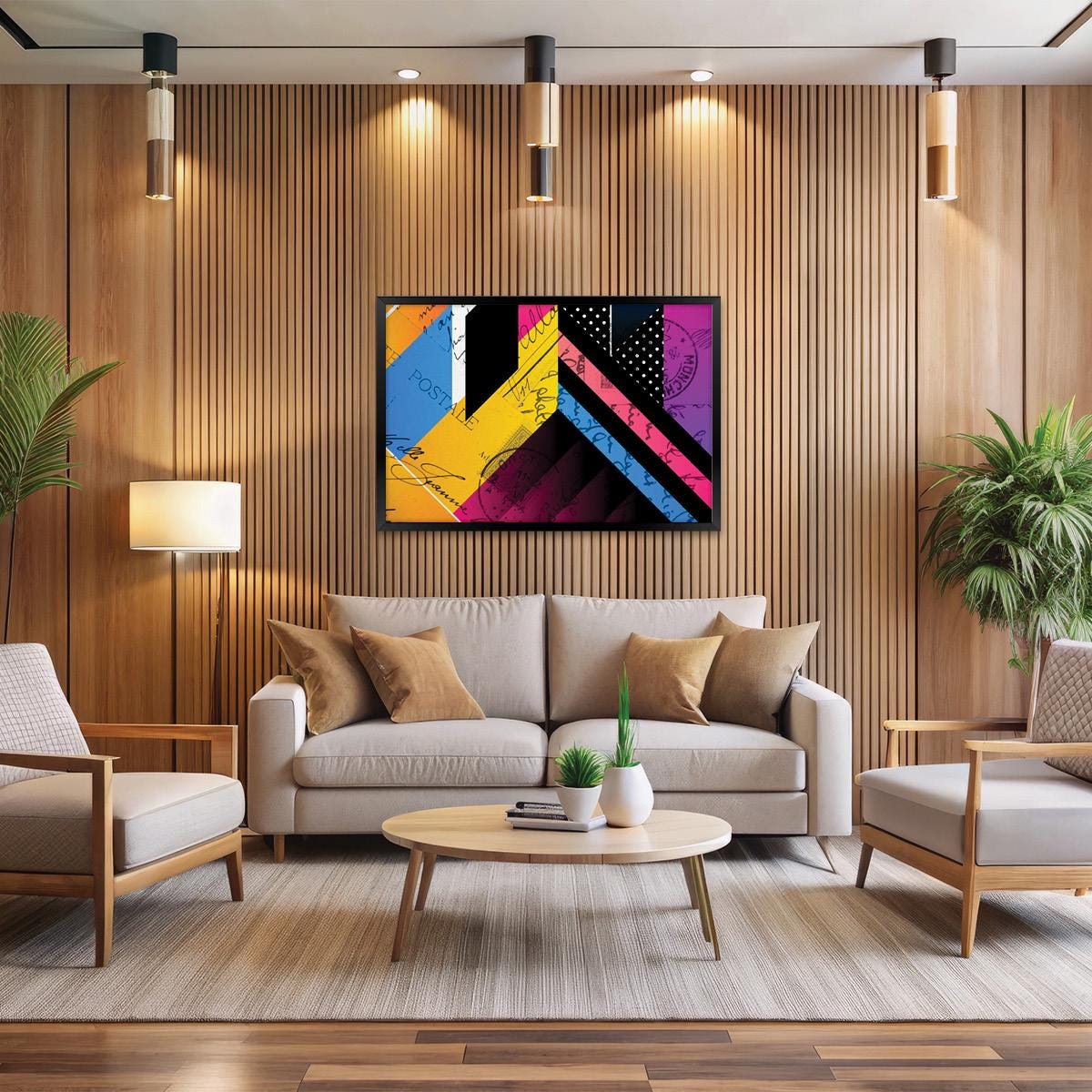 Geometric Abstract Canvas Print: Modern Colorful Wall Art, Framed Options Available