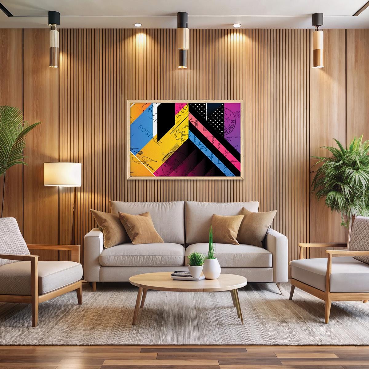 Geometric Abstract Canvas Print: Modern Colorful Wall Art, Framed Options Available