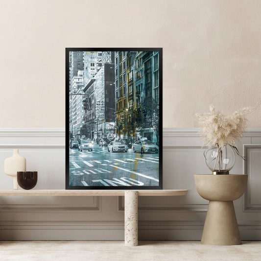 Abstract Urban City Canvas Print: Modern New York City Wall Art, Framed Options Available