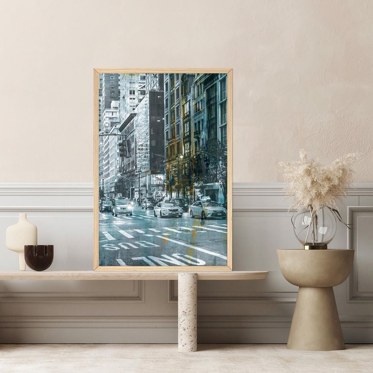 Abstract Urban City Canvas Print: Modern New York City Wall Art, Framed Options Available