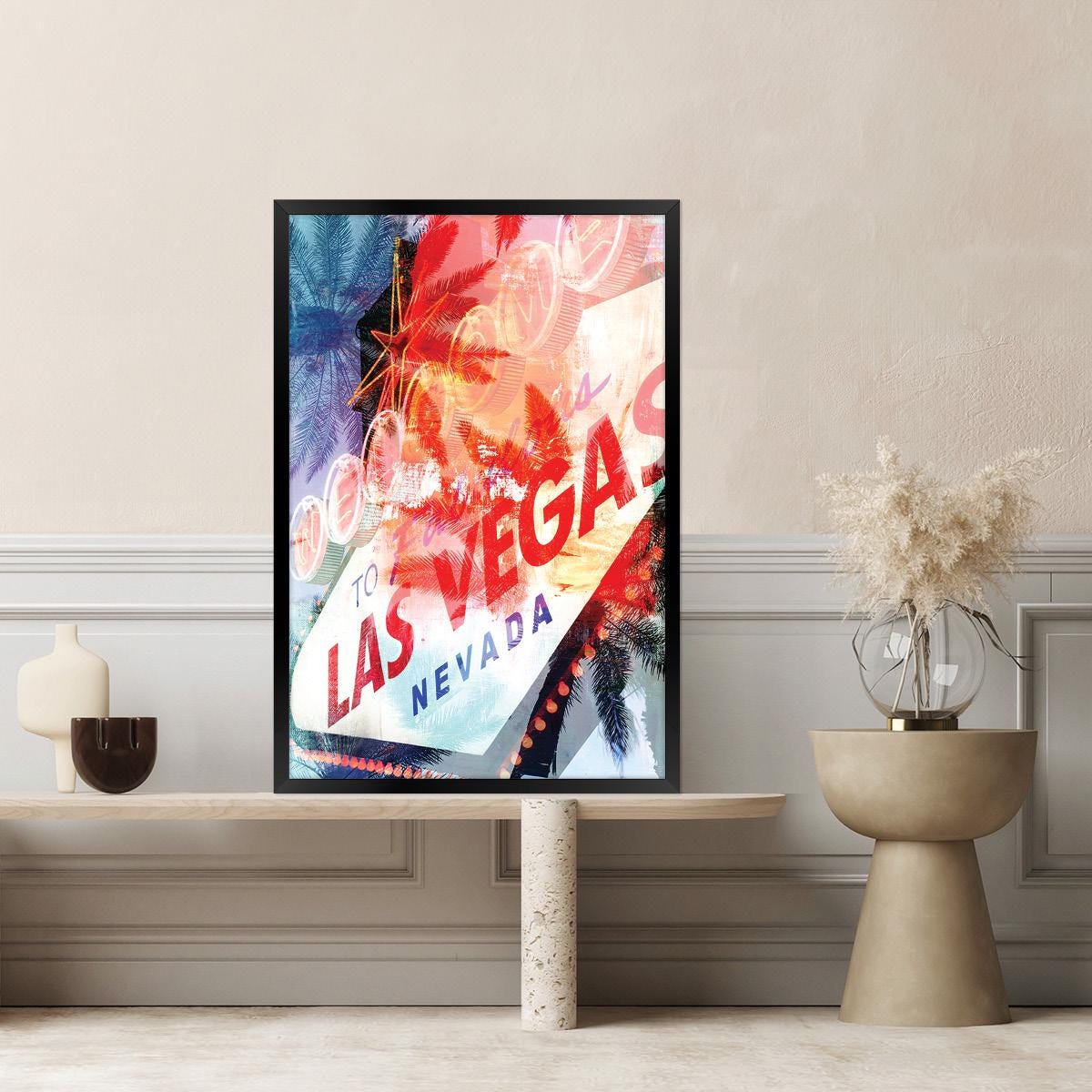 Las Vegas City Lights Canvas Print: Modern Abstract Wall Art