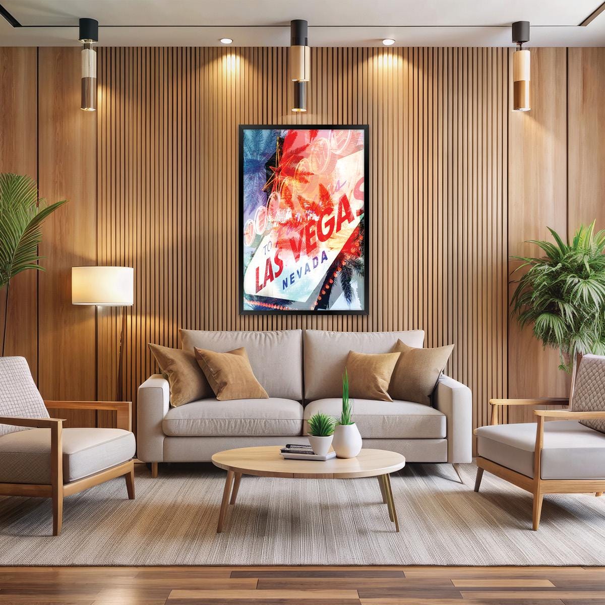 Las Vegas City Lights Canvas Print: Modern Abstract Wall Art