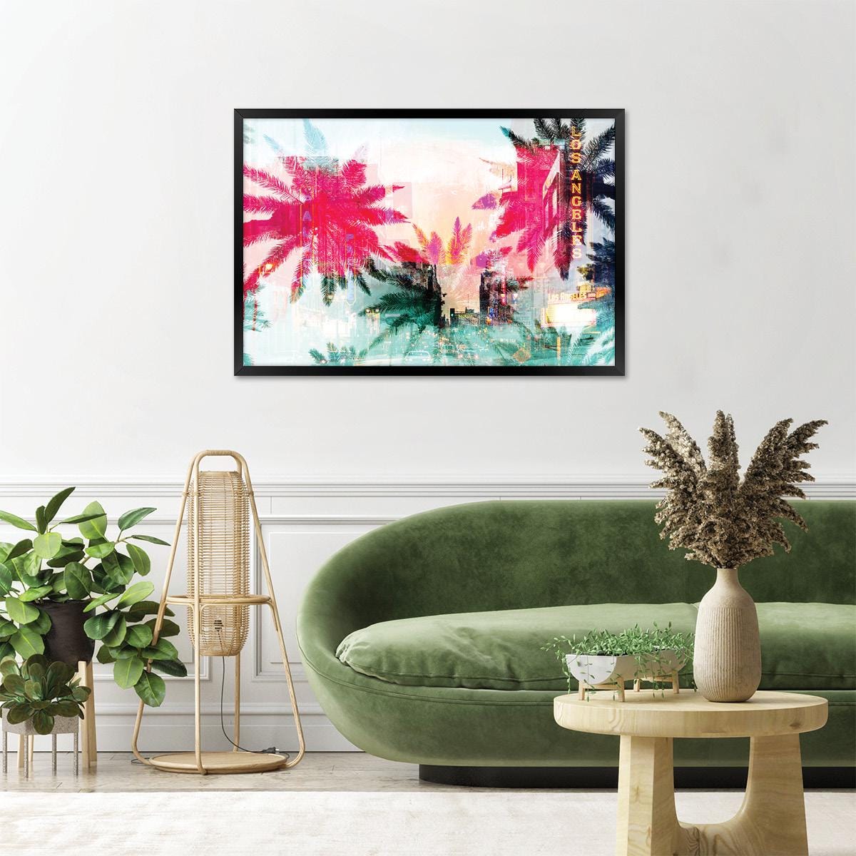 Abstract Colorful Palm Trees Canvas Print: Modern Coastal Wall Art, Framed Options Available